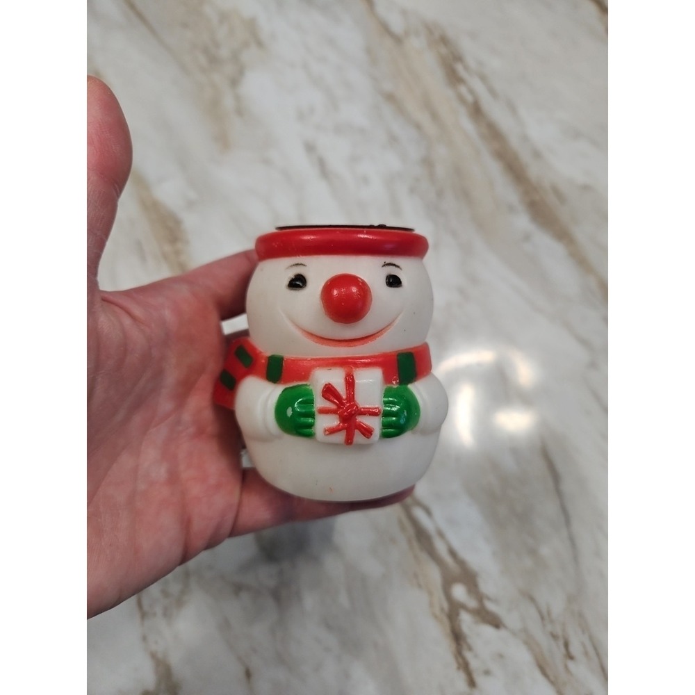 Vintage Blow Mold Snownan Candle Holder Christmas Hong Kong Spencer gifts 1978